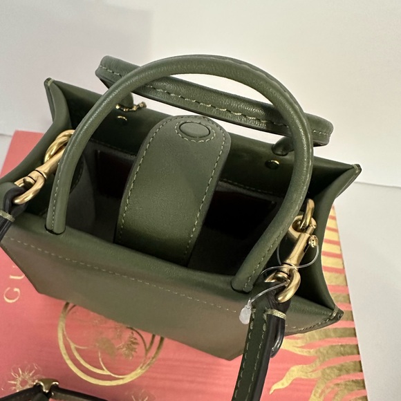 COACH Mini Cashin Tote Bag Crossbody Glovetanned Leather in Olive Green C4828 - Picture 8 of 17